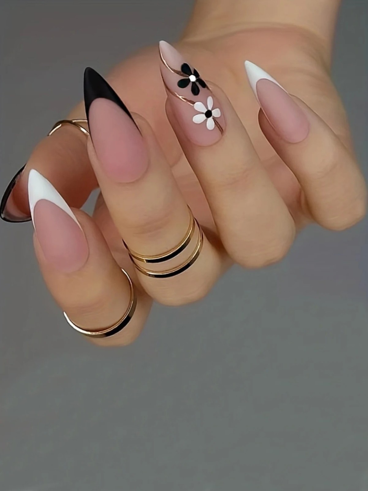 24 Pcs Oval Short Press On Nails Gradient Glossy Mixed Colors False Nail Set