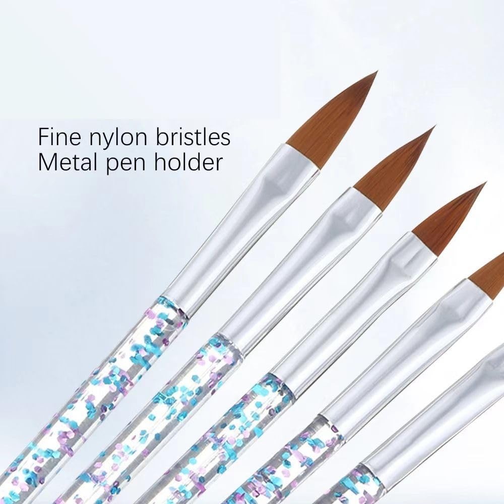 14-Piece Nail Art Brush Set – Mixed Black & Blue – Gel, Detail, Builder Brushes