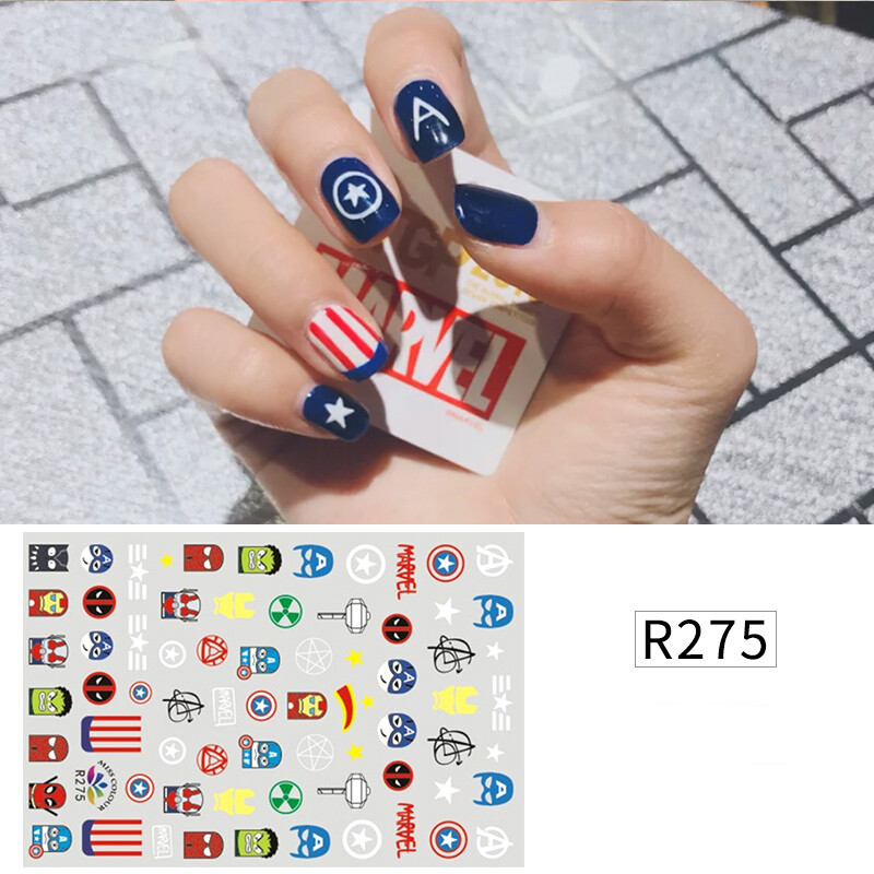 Nail Art 3D Stickers Stones Design Decoration Tips Comics Flag White Blue R275