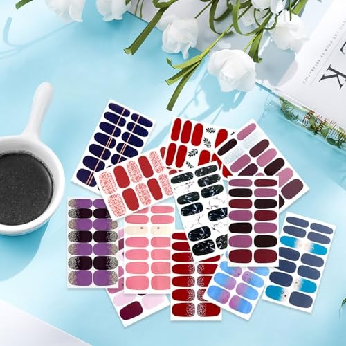 24 Sheets 336 Pcs Multiple Designs Nail Polish Strips for Women Girls Style 3