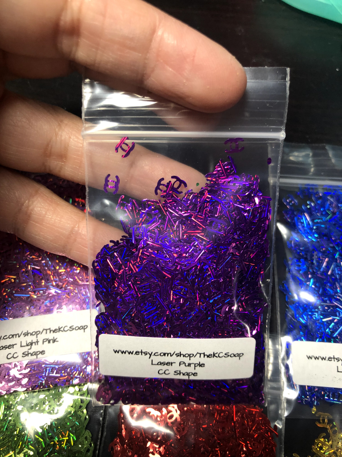 100G Holographic PURPLE Glitter Slice LASER alphabet confetti C US Seller