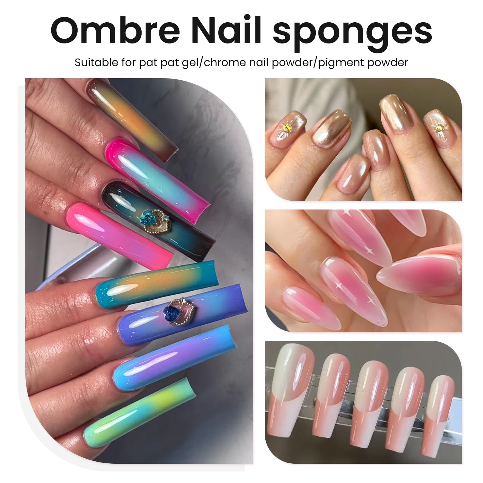 200 PCS Nail Sponges for Ombre with Grabbing Pen,Mini Aura blending Sponges f…