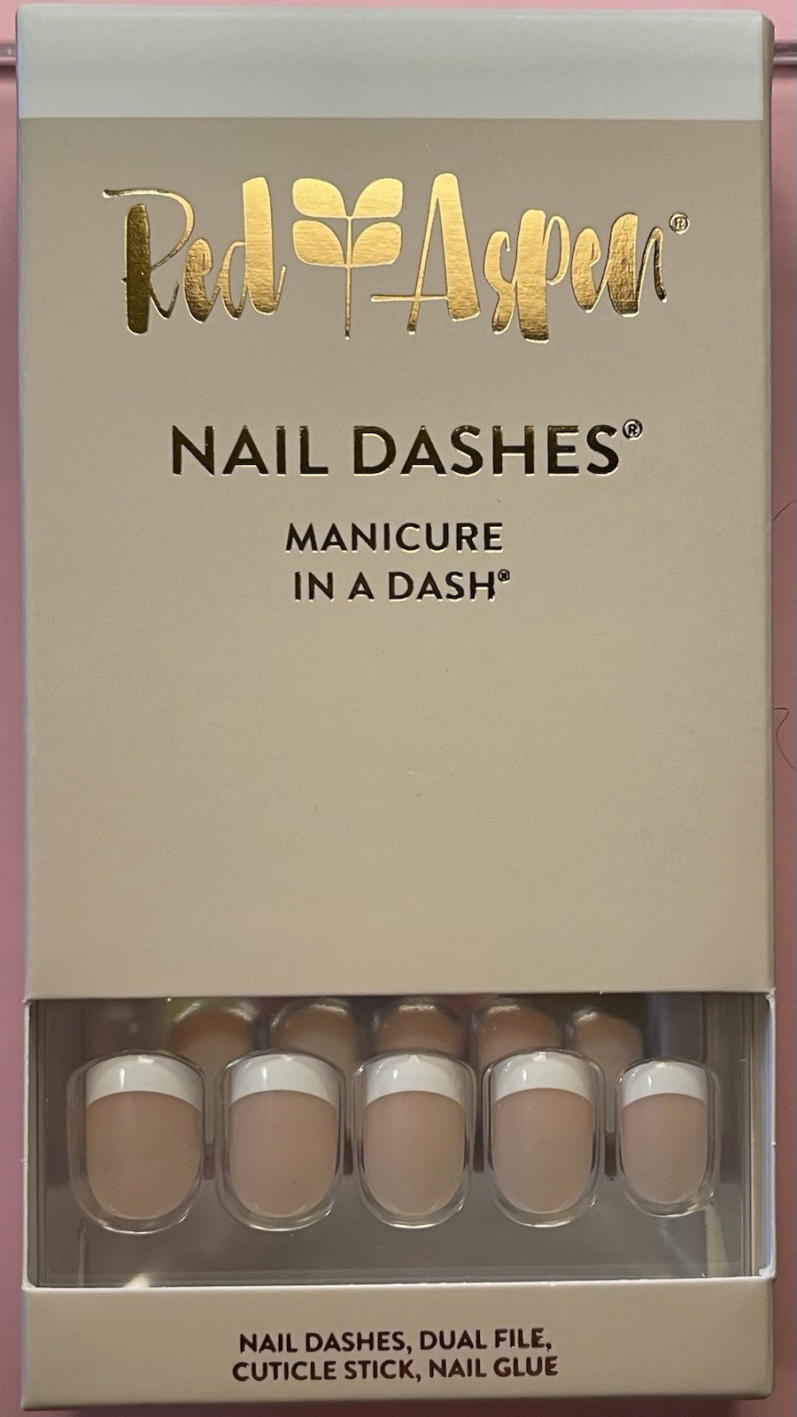 Red Aspen Press On Nails, Short Square, Nell’s French Tip
