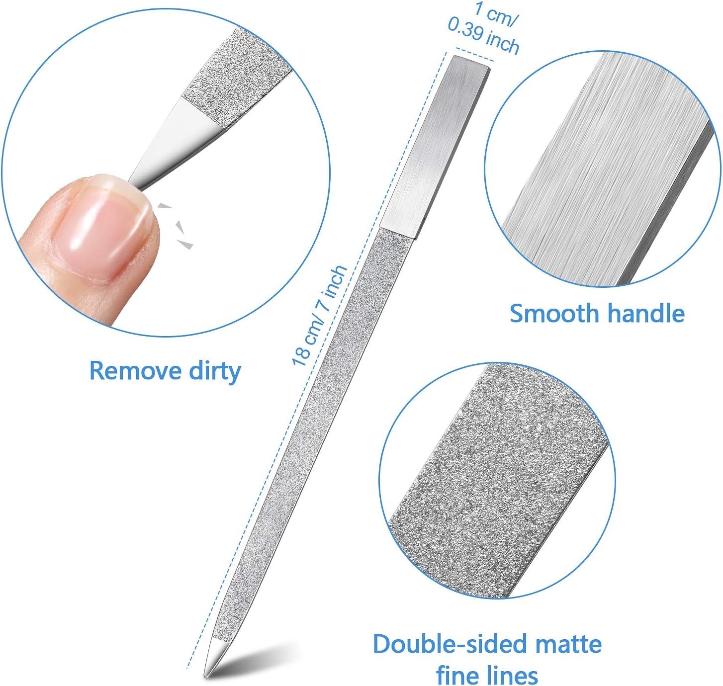 Metal Diond Nail File Set for Women Men Stainl Steel Metal