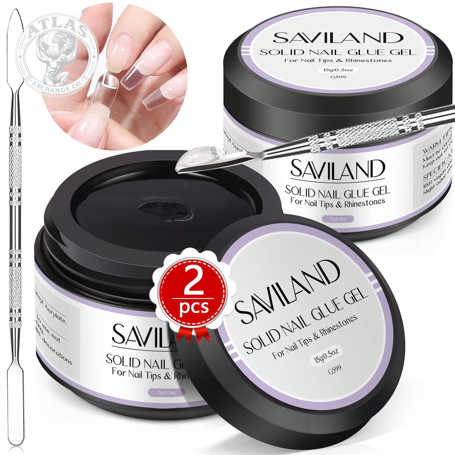 SAVILAND 30G Solid Nail Glue Gel: 2 PCS Gel Nail Glue for Acrylic Nails Strong A