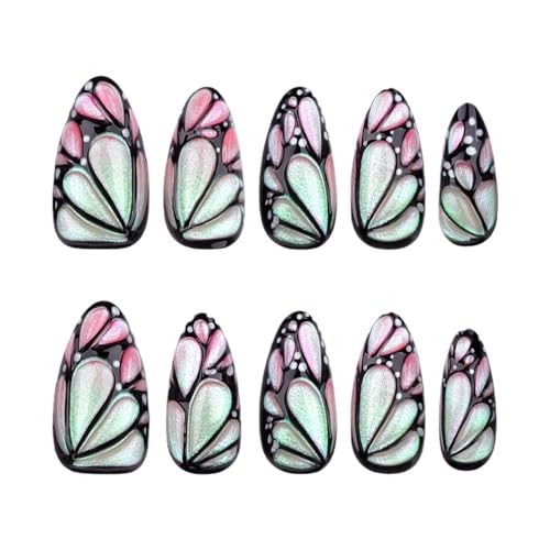Handmade 3D Butterfly Wings Colour Press On Nails 24 Pieces (Pack of 1) LF-3506