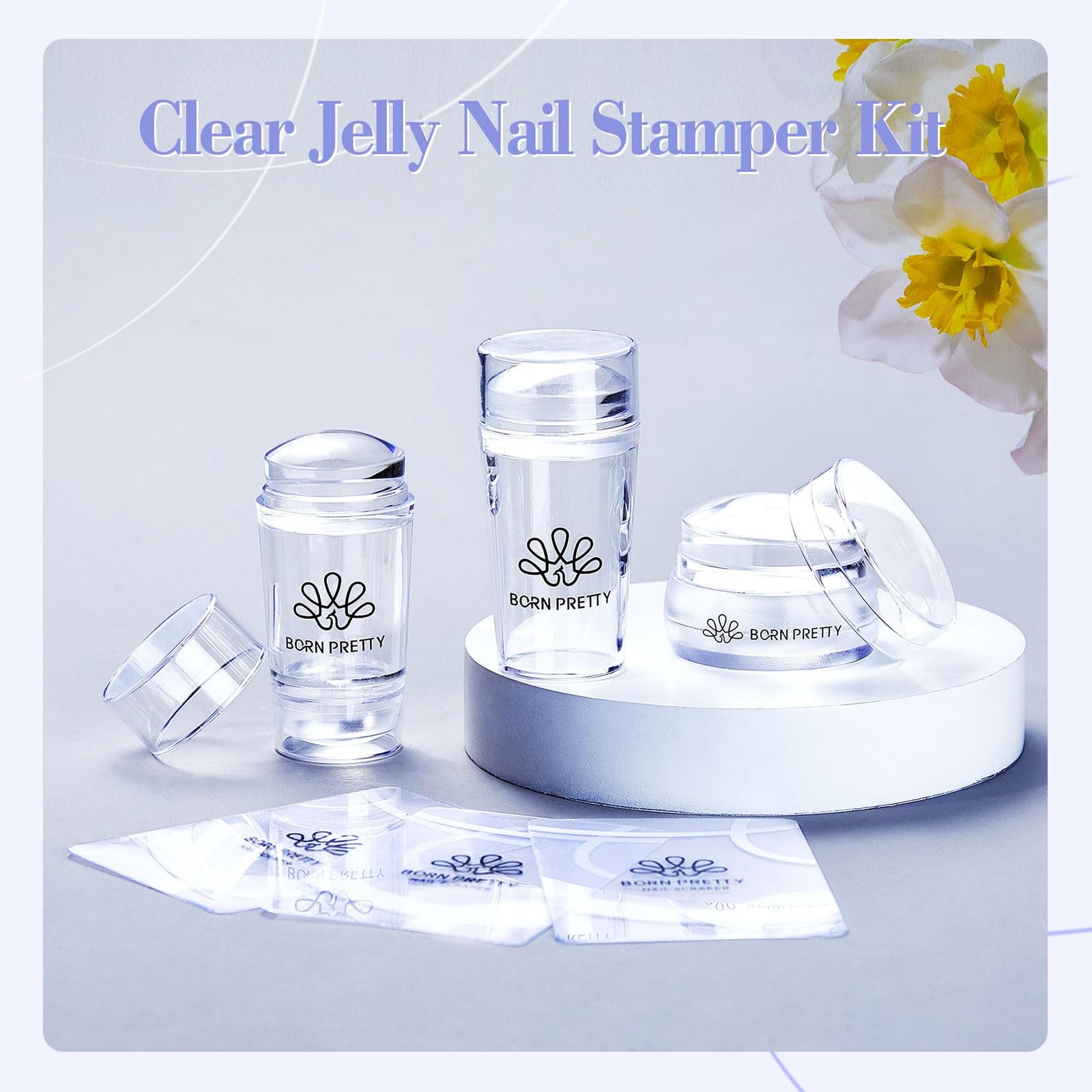 Born Pretty French Tip Nail Stamp 6pc Stamper Scrapers Silicone Set
