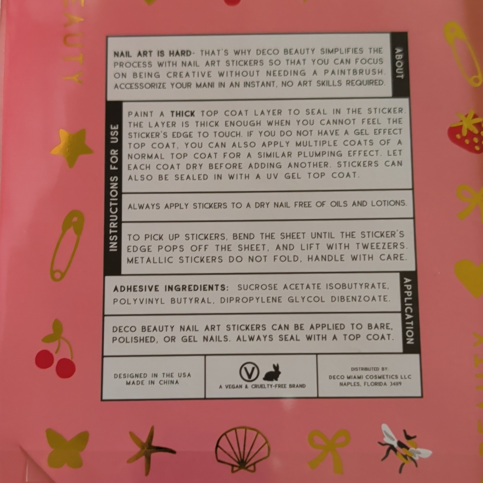Deco Beauty Nail Art Stickers 2 Sheets Mon Cheri/Baba’s Kitchen Lot of 2 Flowers