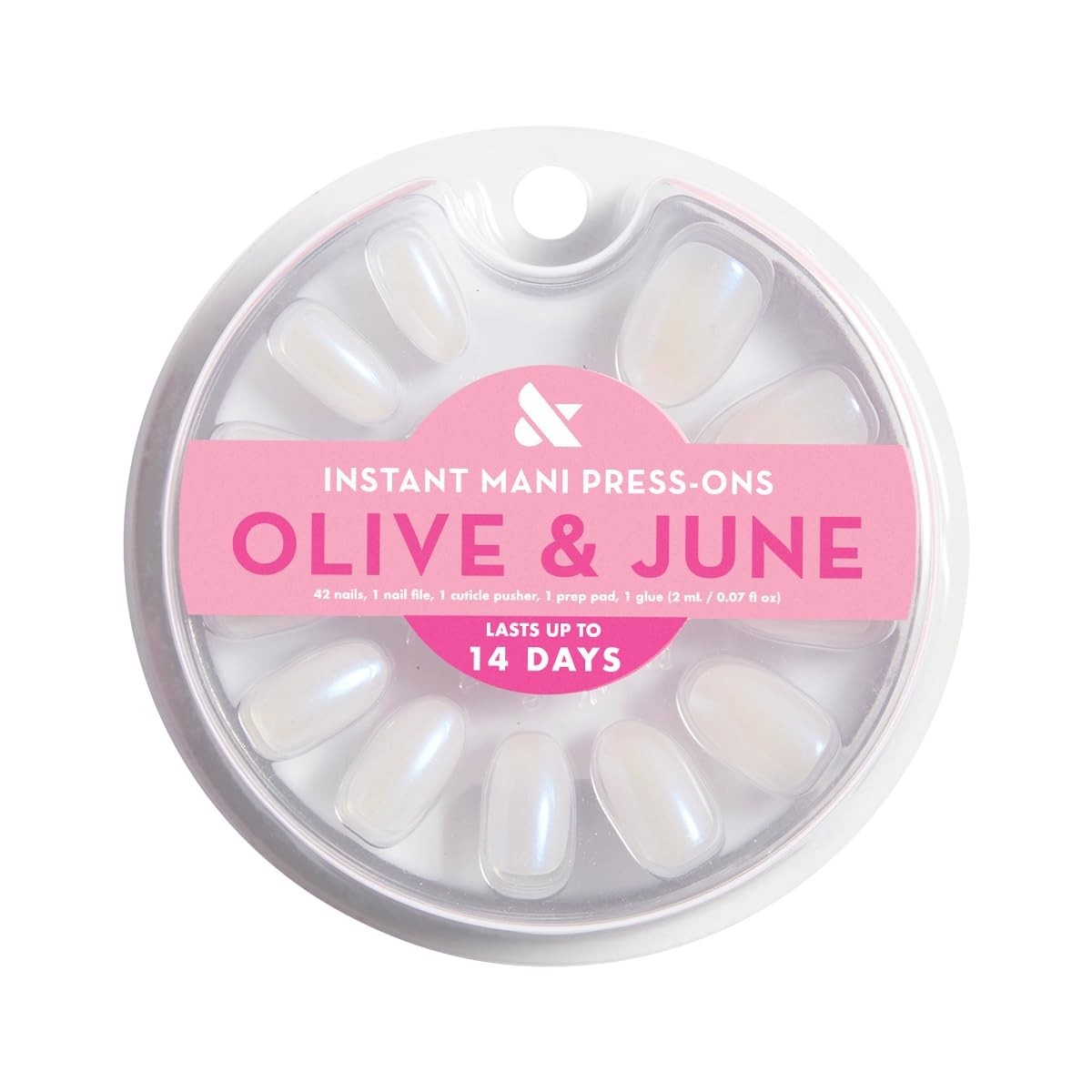 Olive & June Instant Mani Press-On Nails Medium Oval 42 Fake Nails Pink Goldfish