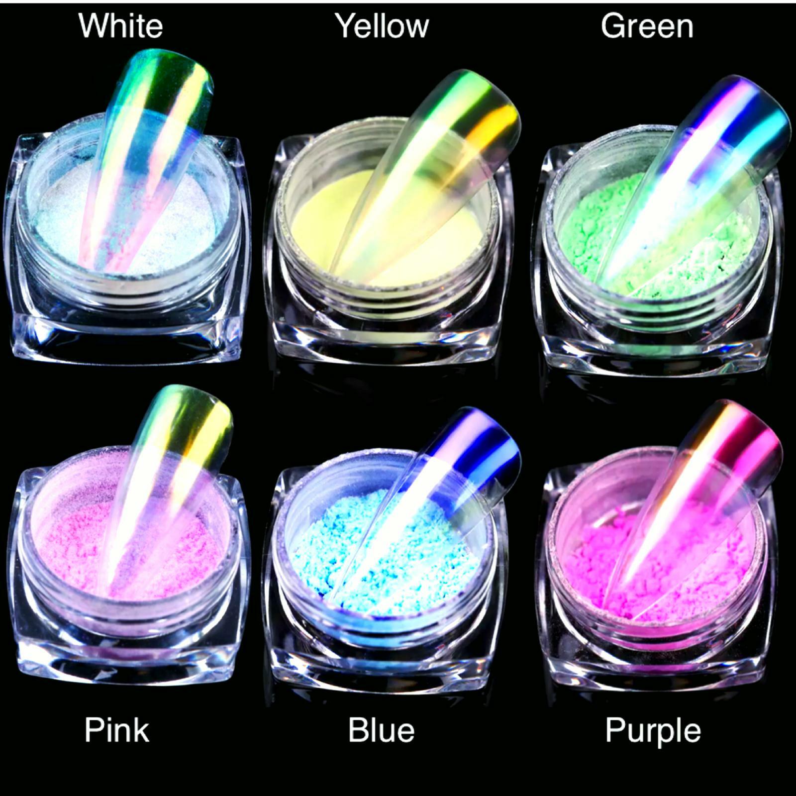 AURORA Transparent Magic Nail Powder Candy Colours Neon CHROME Mirror Mermaid UK