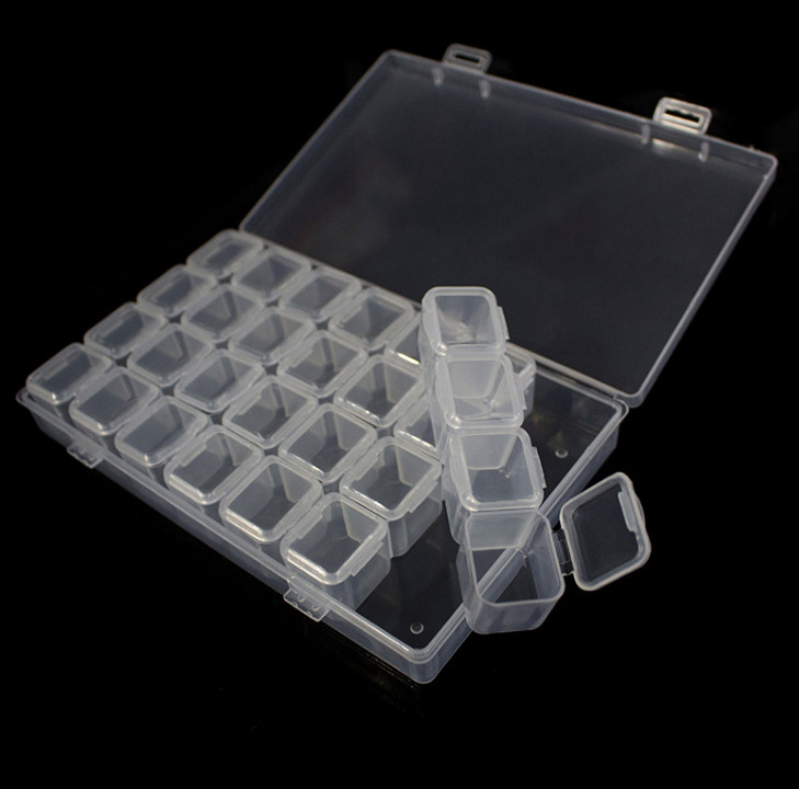 28 Grids Separate Slots Empty Storage Box Grids Clear Nail Art Rhinestones Tools