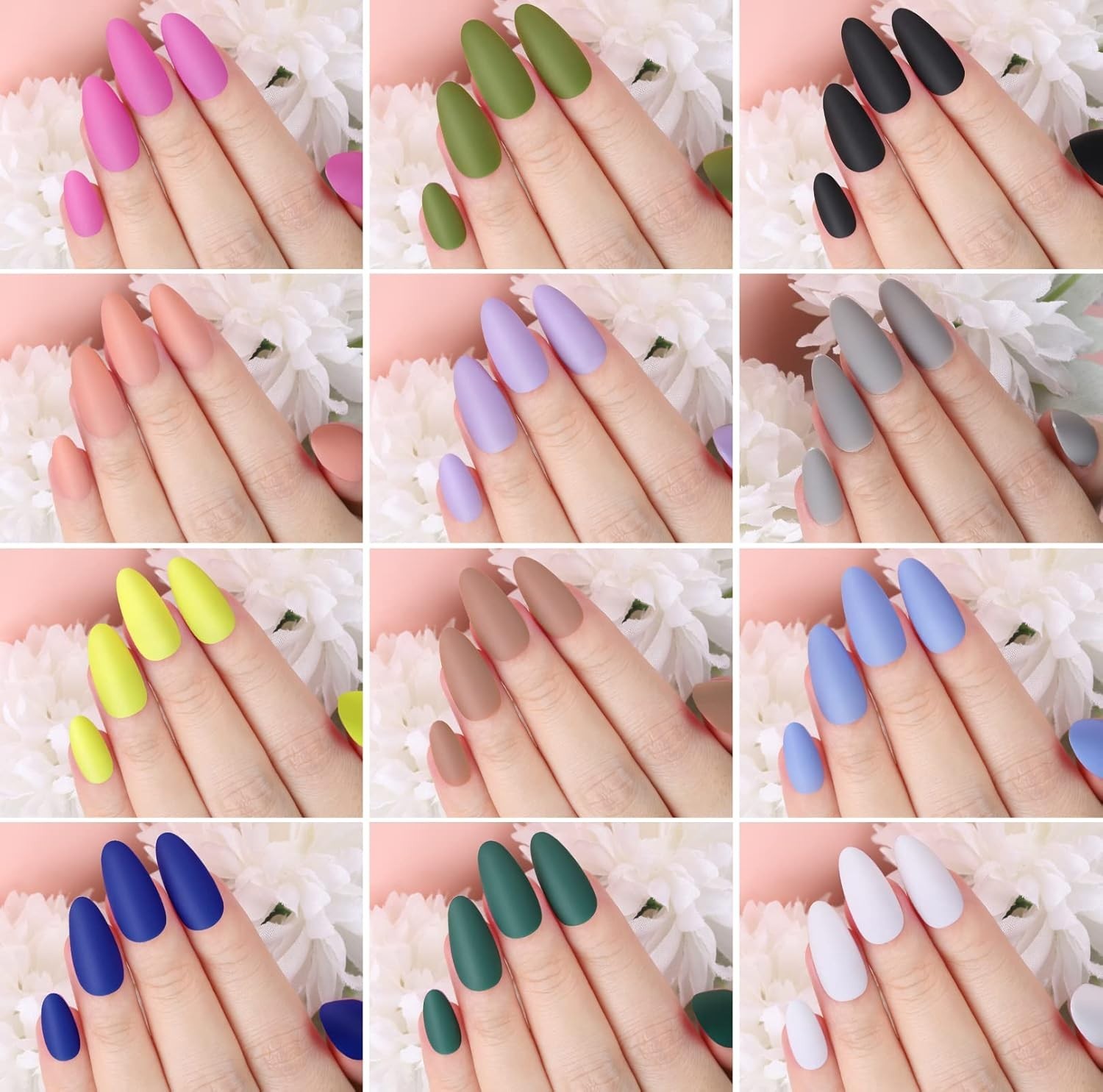 Versatile 576PCS Press On Nails in Almond Matte – Easy to Apply & Glamorous