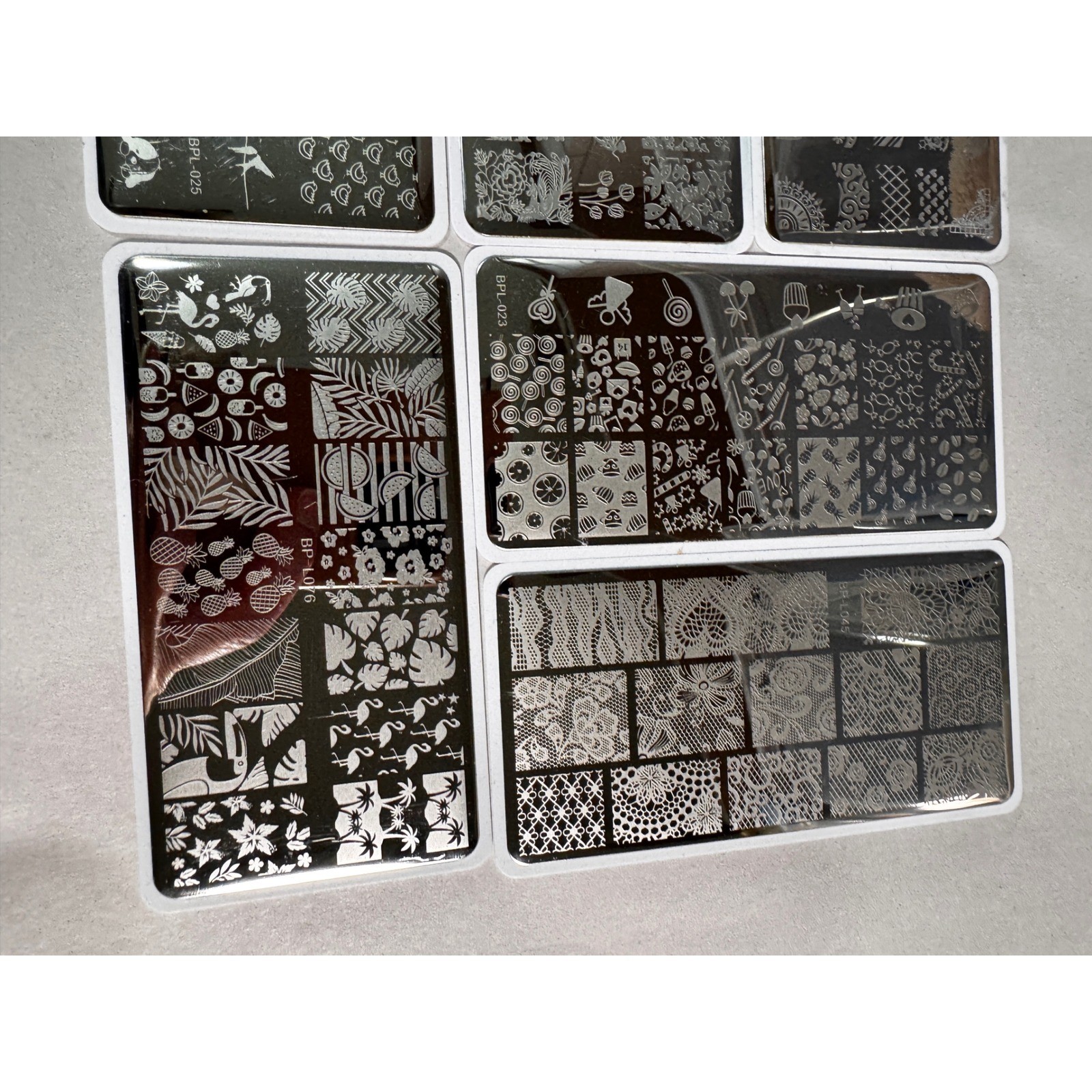 Born Pretty Nail Stamping Plates Set 6pc Silver New Floral Lace Tropical Animal
