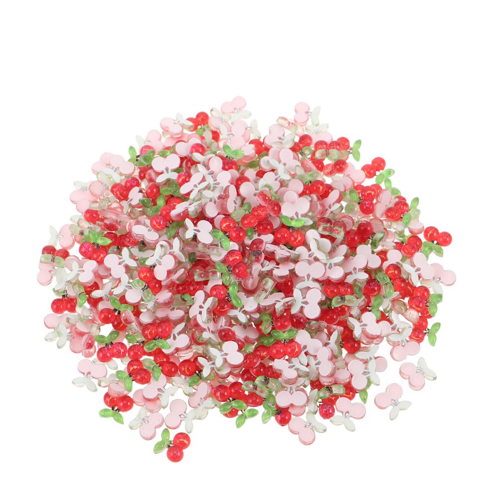 400 Pcs Kawaii Fruit Nail Charms Red Mini Cherry Cherries Nails Decoration