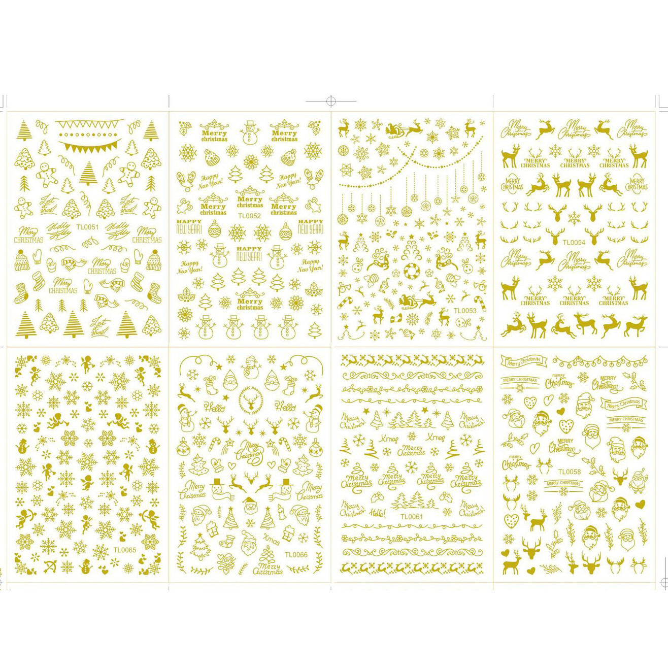 8 Pcs Christmas Gold Daisy 3D Nail Stickers Art DIY Waterproof Decal Manicure A