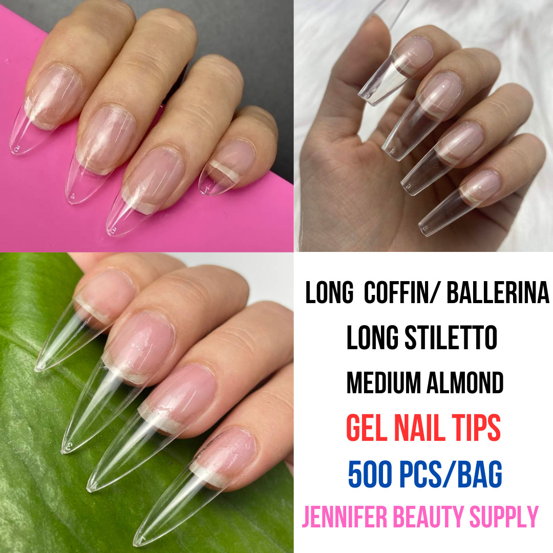 500 pcs Nail Tips GEL Extensions Full Cover ALMOND | COFFIN | ALMOND SOFT GEL