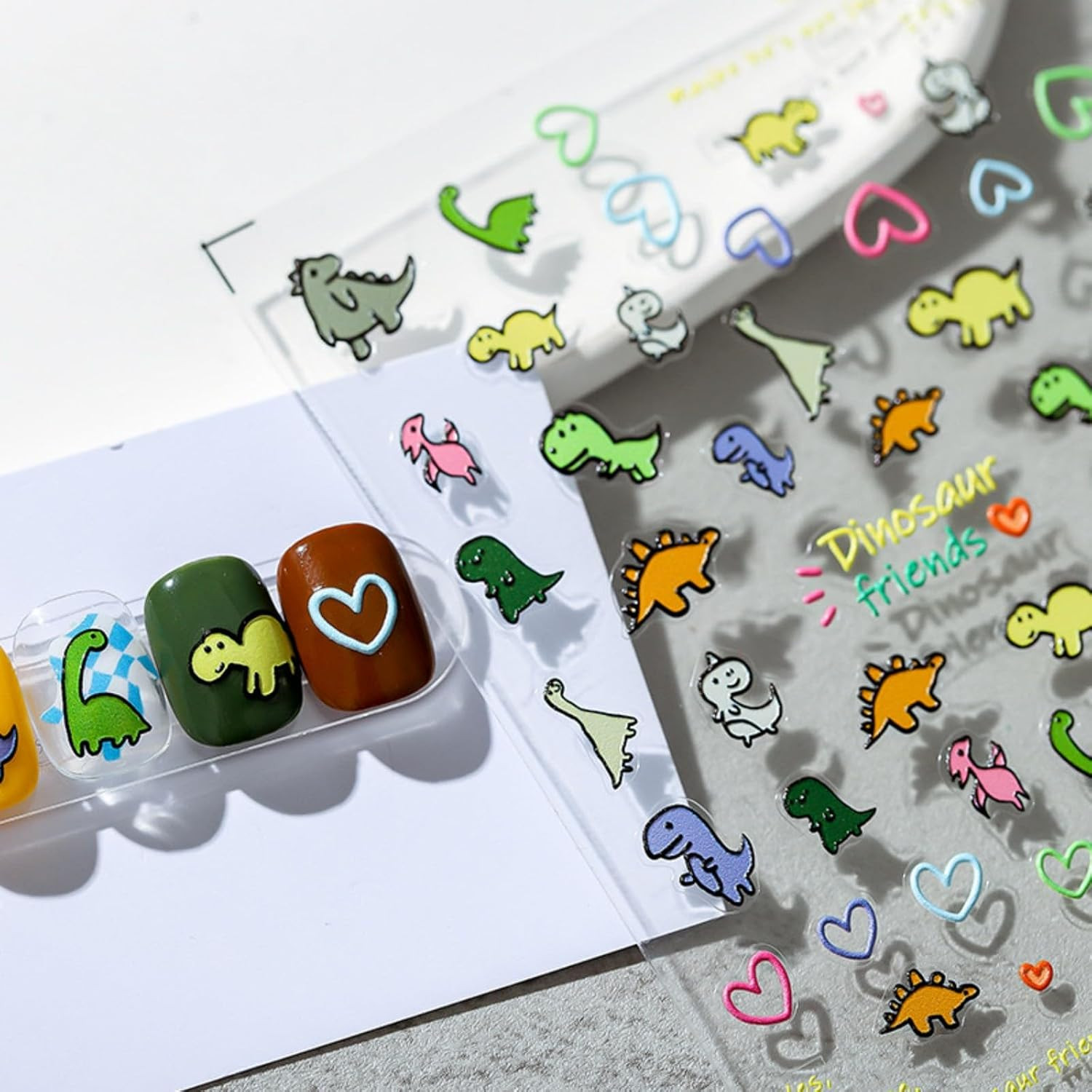 Cute Nail Stickers 5D Embossed Cartoon Bear Nail Stickers Kawaii Animal Self-Adh
