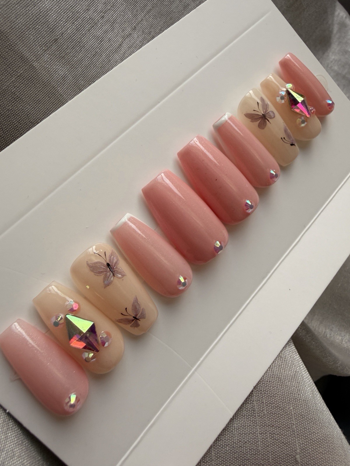 ✨ CUSTOM Press On Nails YELLOW PINK FLOWER BLING Flower 10p SET W Kit