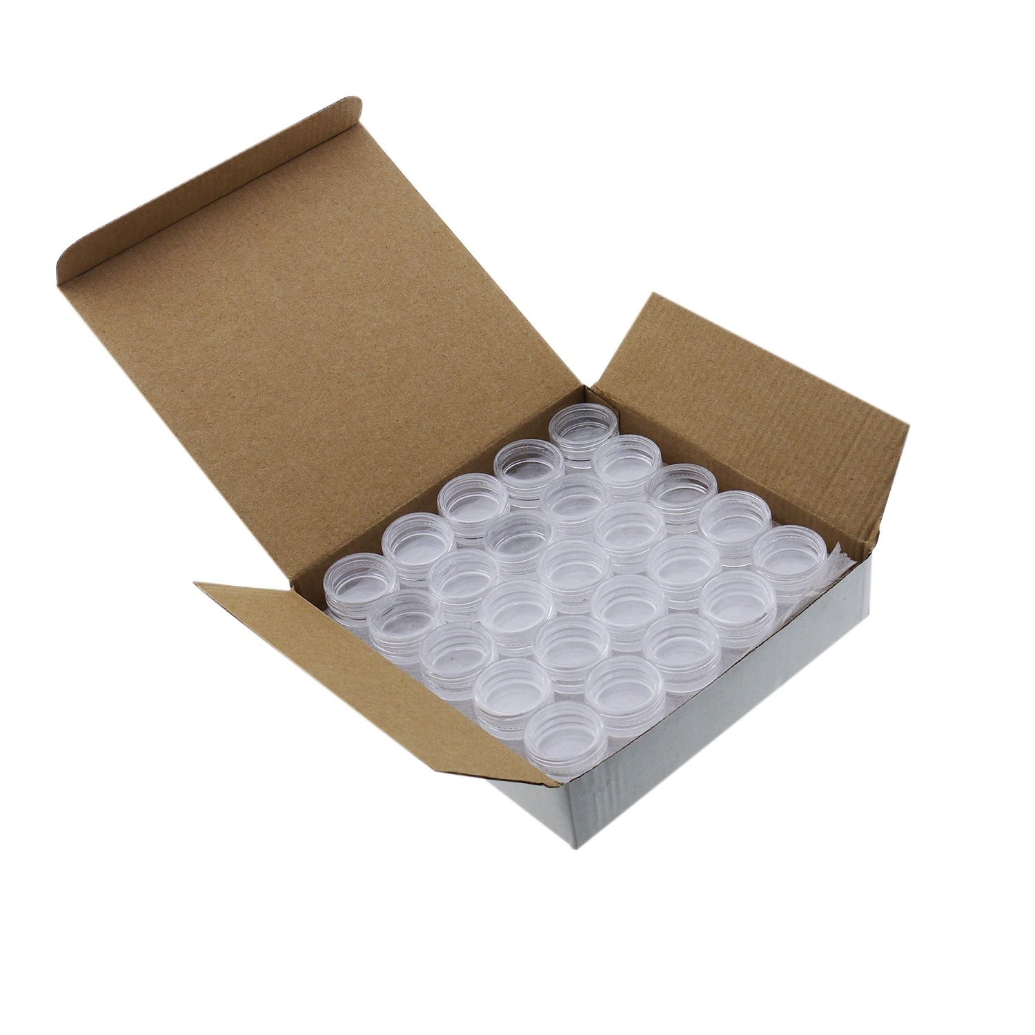 GOGOONLY 50 Empty, Clear, 5 Gram Plastic Pot Jars, Cosmetic Containers, With …