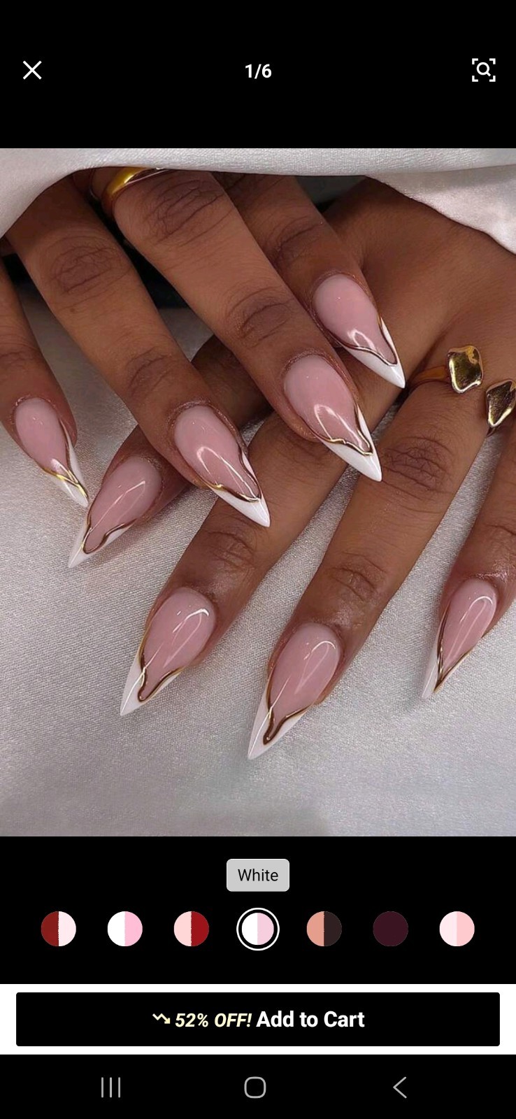 Beautiful Nail Almond Shiny Artificial Nails Full Cover Set Pink Nude Gold Clear