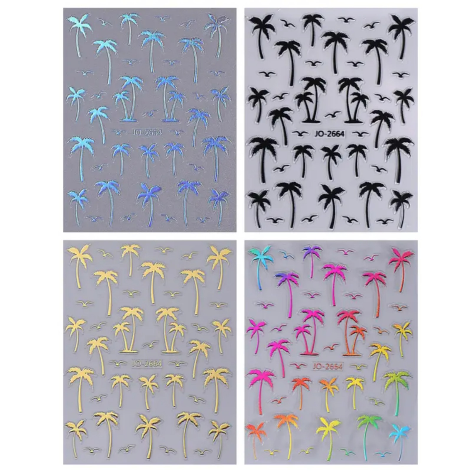 3D Palm Tree Nail Stickers – Tropical Beach Nail Art Decals – Sunset & Summer Na