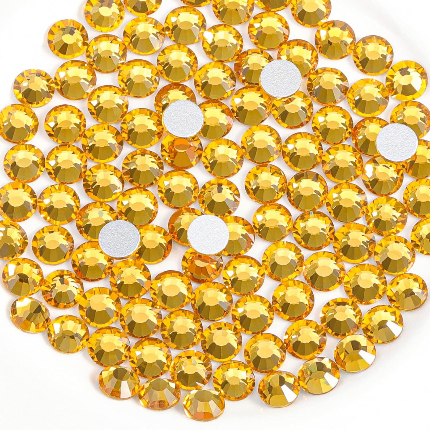 Flat Back Crystal Rhinestones round Gems for Nail Art and Craft Glue Fix, Topaz,