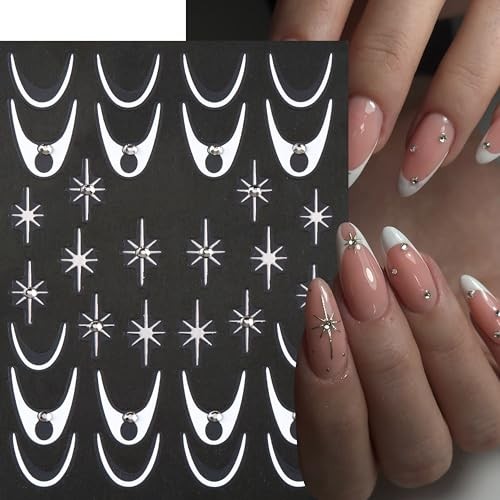 6 Sheets French Tip Nail Art Stickers 3D Self-Adhesive Metal Strip french lines