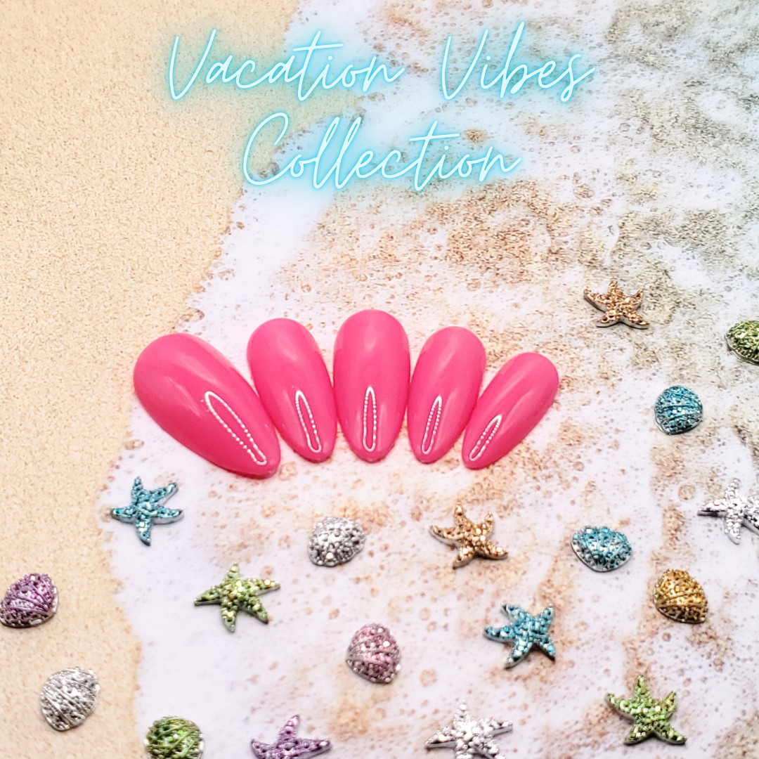 #418 Bright Pink Press On Nails | Handmade | Hard Gel Glue On Nails