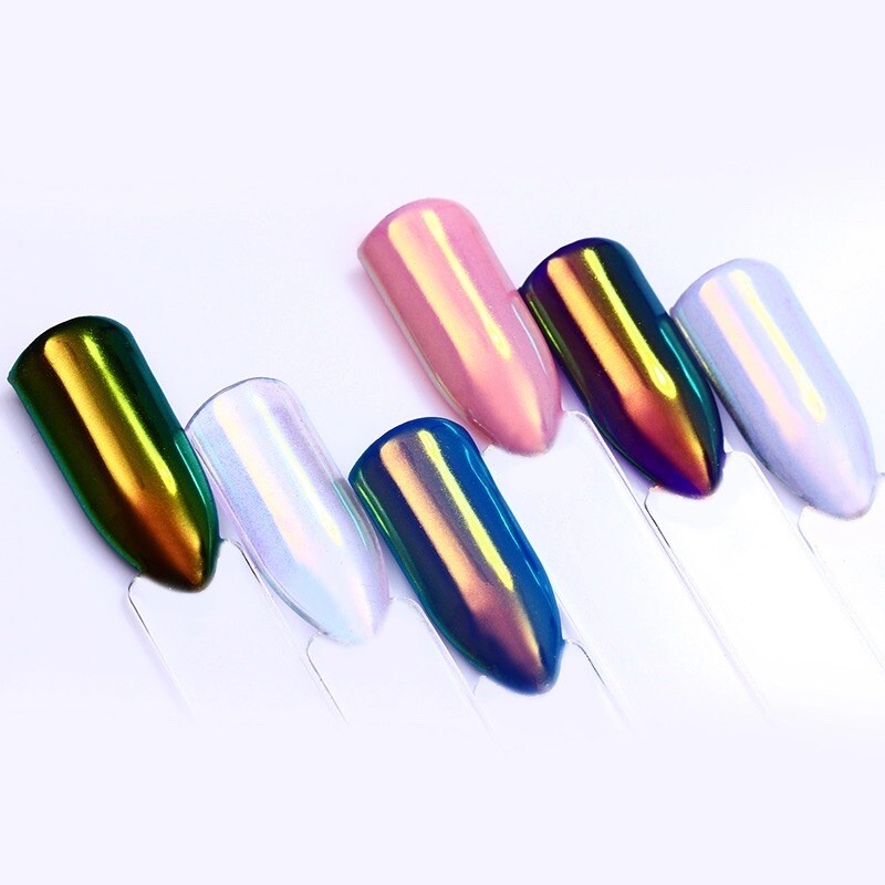 Rainbow Nail Chrome Powder Aurora Effect Mirror Unicorn Shiny Iridescent Pigment