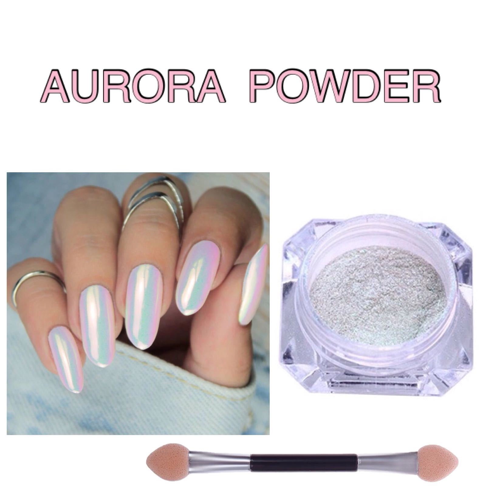 Unicorn CHROME POWDER Mirror AURORA Nail Art Colours ROSE GOLD Pearl Silver RED