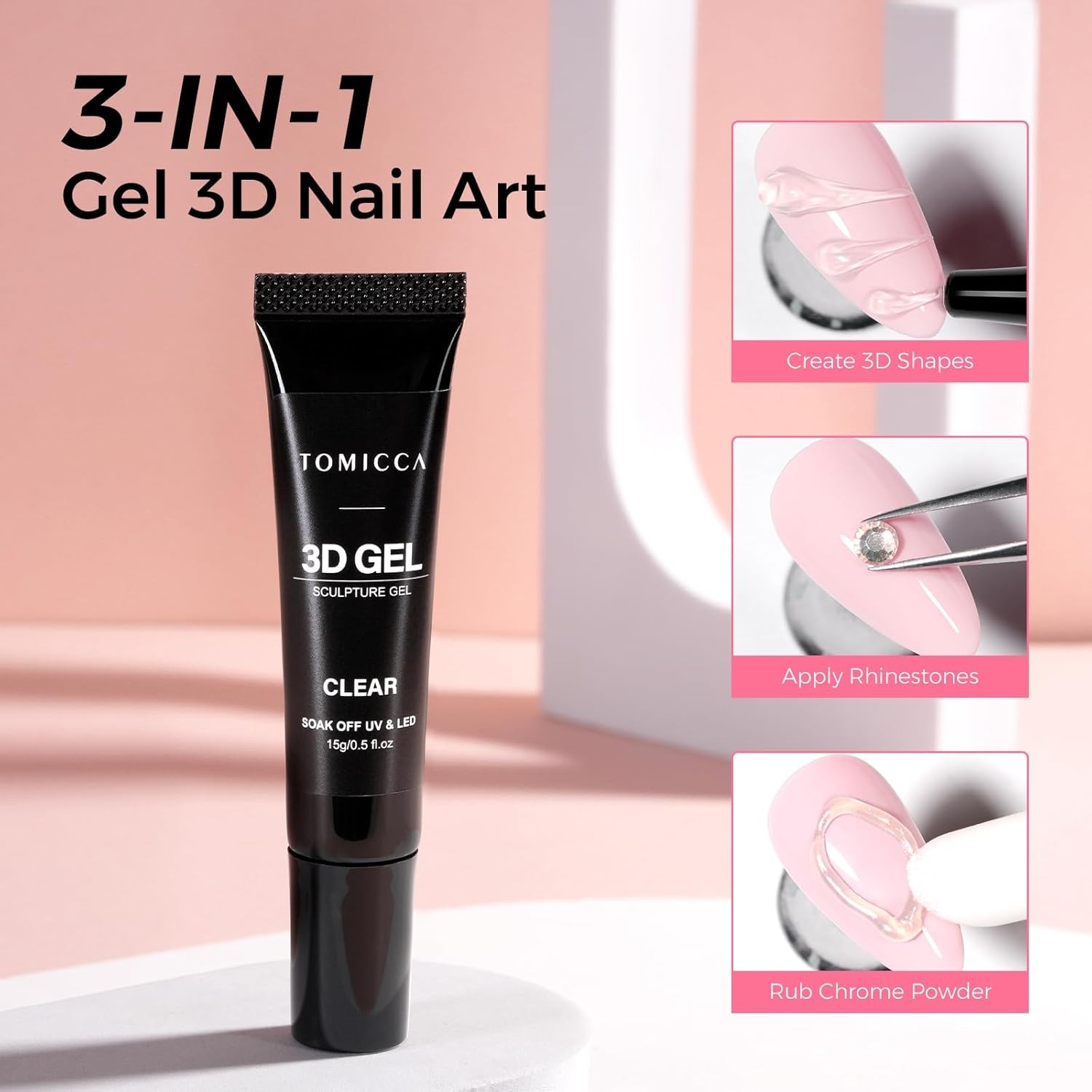 UV LED Nail Art Glue Gel 15ml Non-Leak Non-Drip Tube