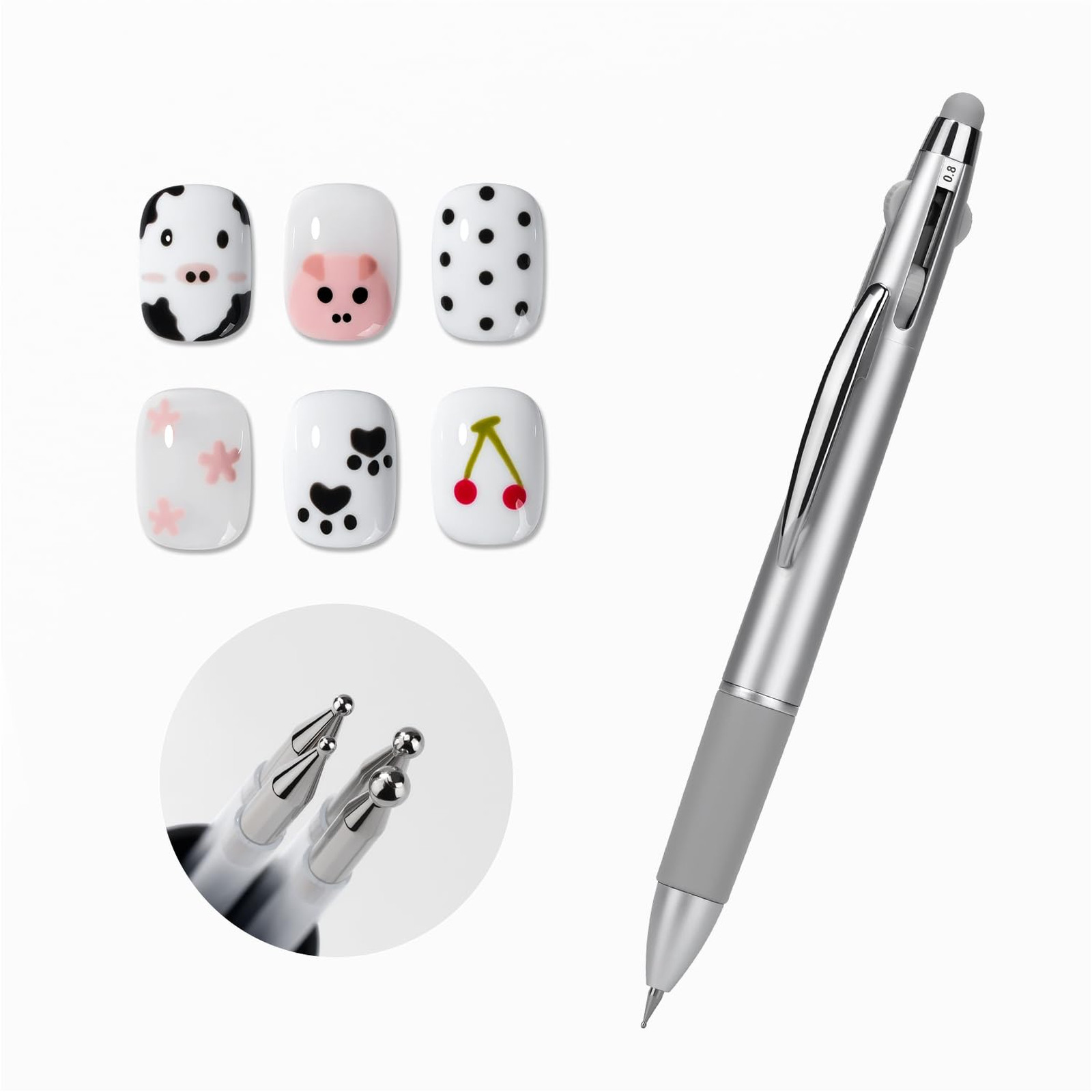 Nail Dotting Pen Manicure Art Tools 4-in-1 Ballpoint Design Size Marking