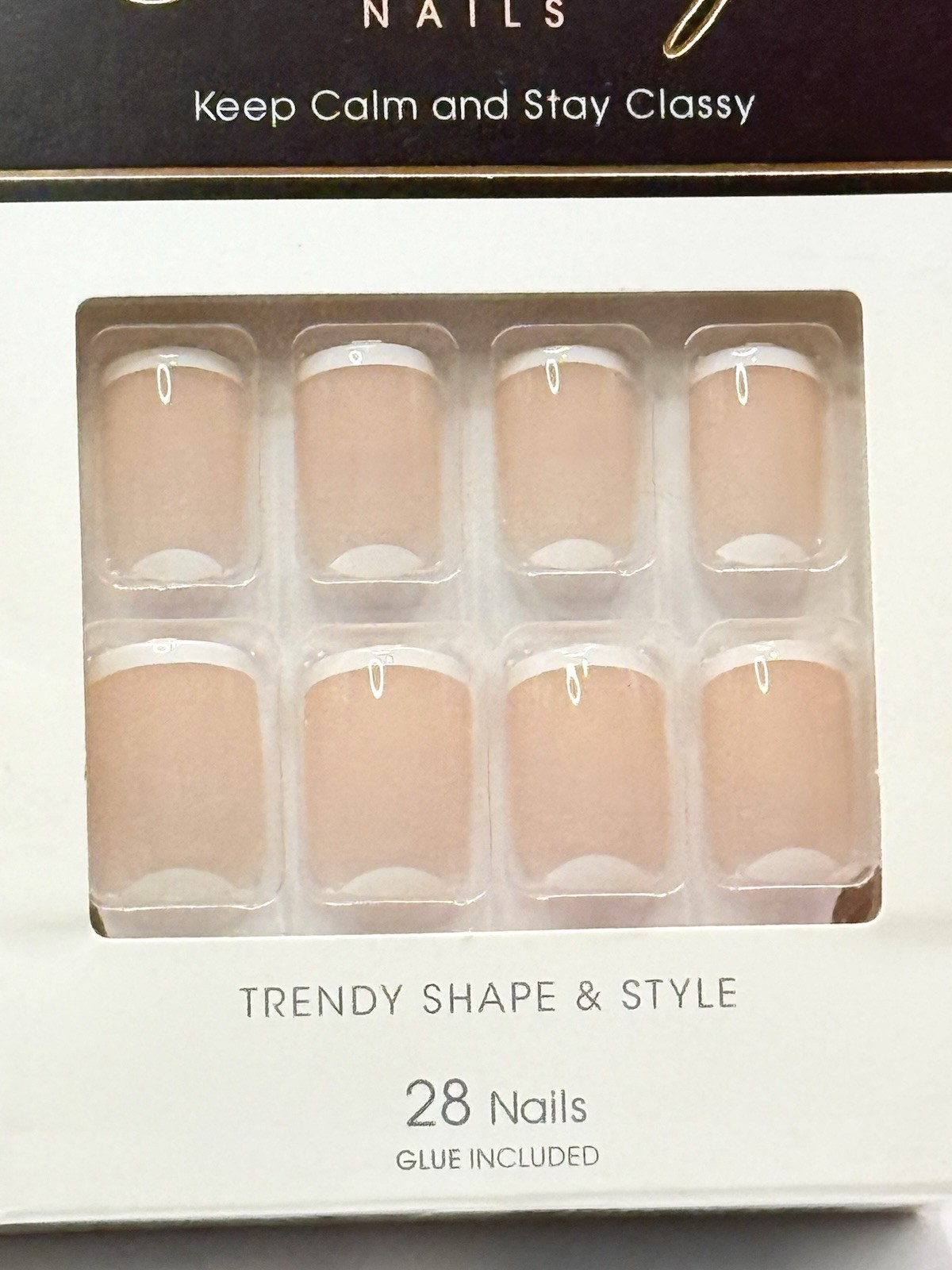 Kiss Classy Press-On Nails Short Squoval Nude Natural French 87623 Lot Of 2