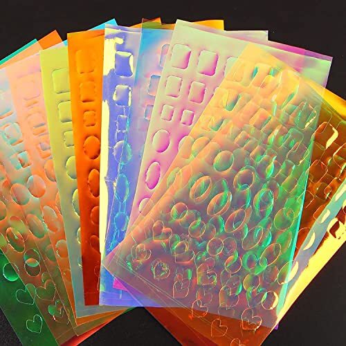 11 Sheets Aurora Nail Foil Laser Nail Stickers Glass Paper Cellophane Nail Art
