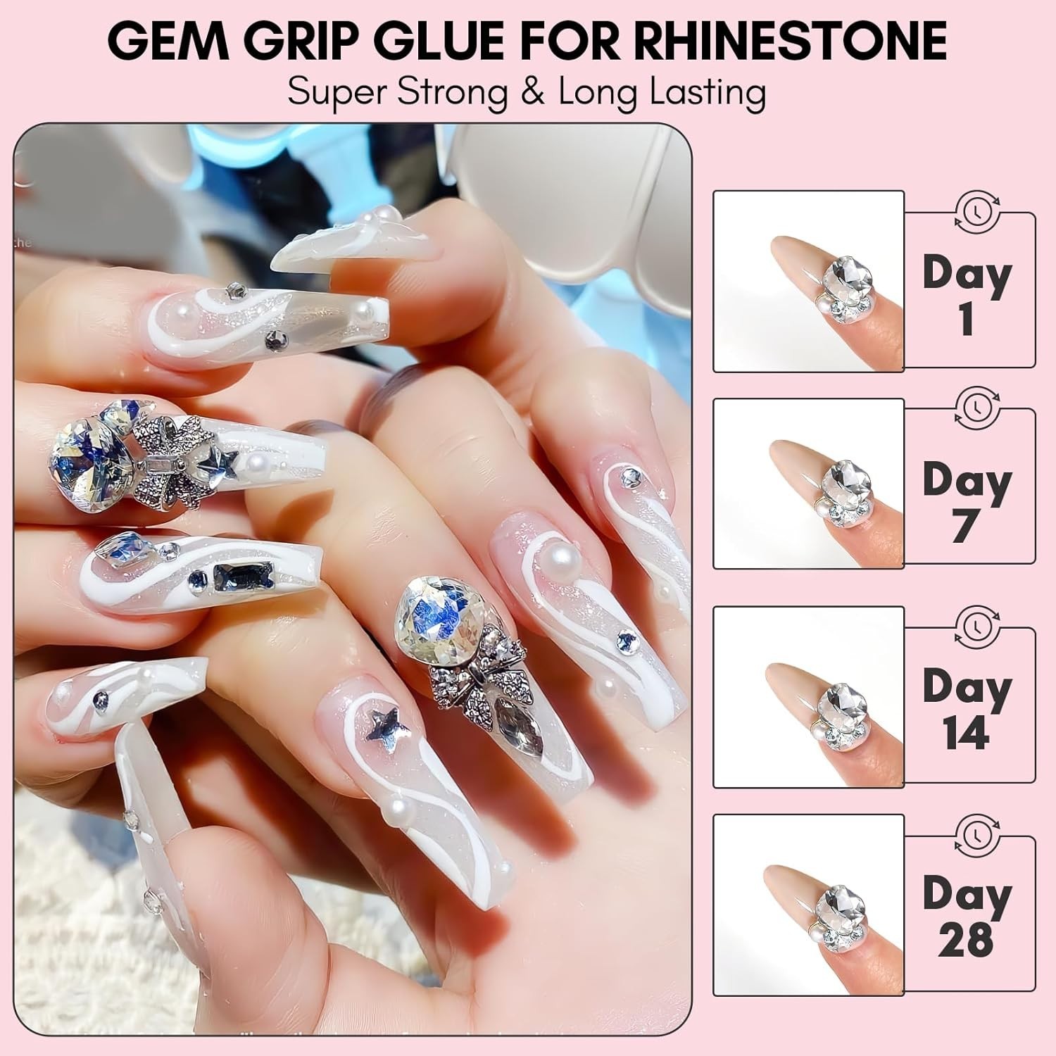 No Wipe Rhinestone Glue Gel – 30G Non-Toxic Nail Adhesive for Stunning Art
