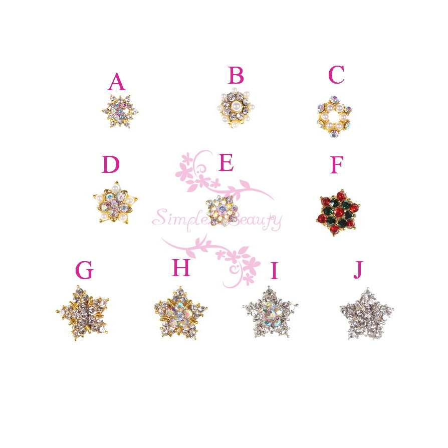20 Nail Art Jewelry Snowflake Crystal Rhinestones Xmas Alloy Charms 3D DIY Decor