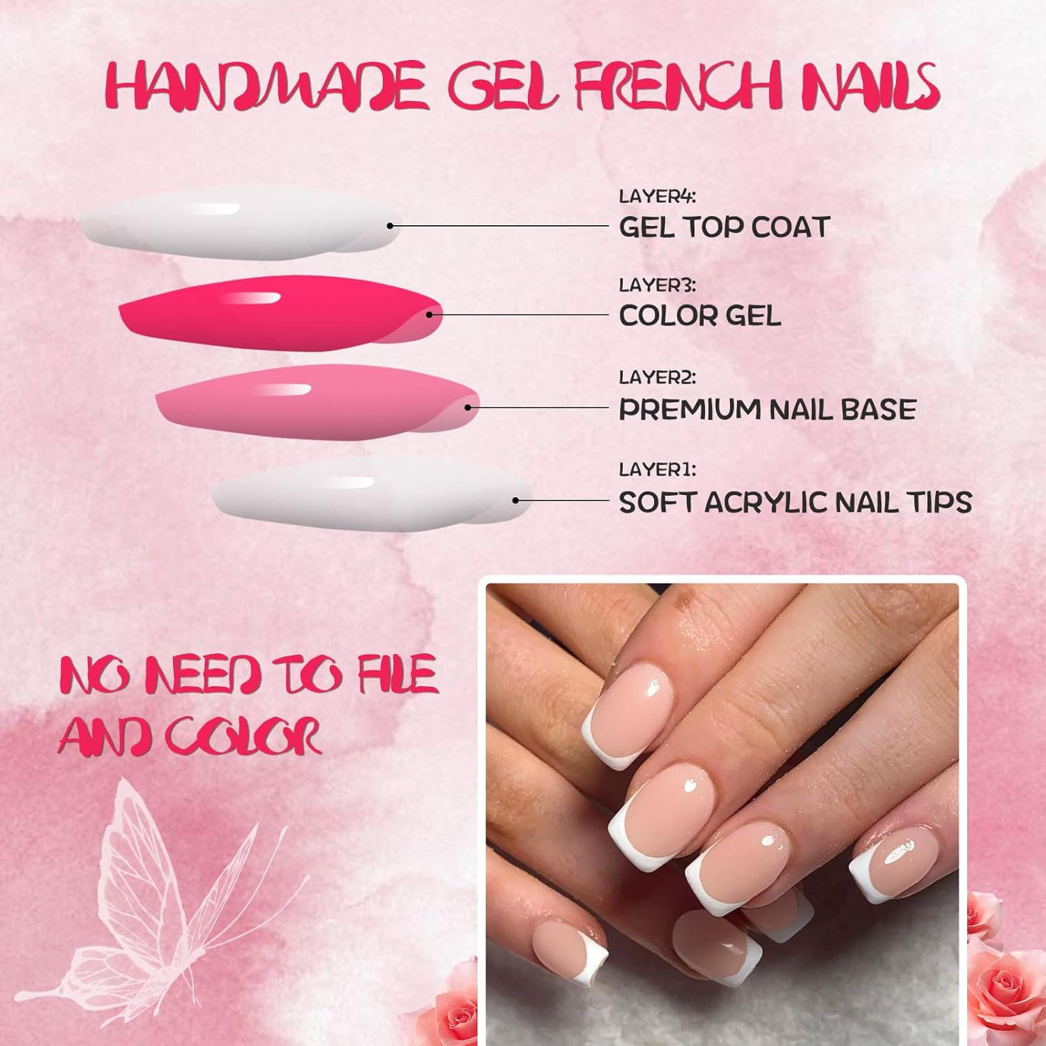 Addfavor White French Tip Press on Nails Short – 240Pcs Nude Extra Short Square
