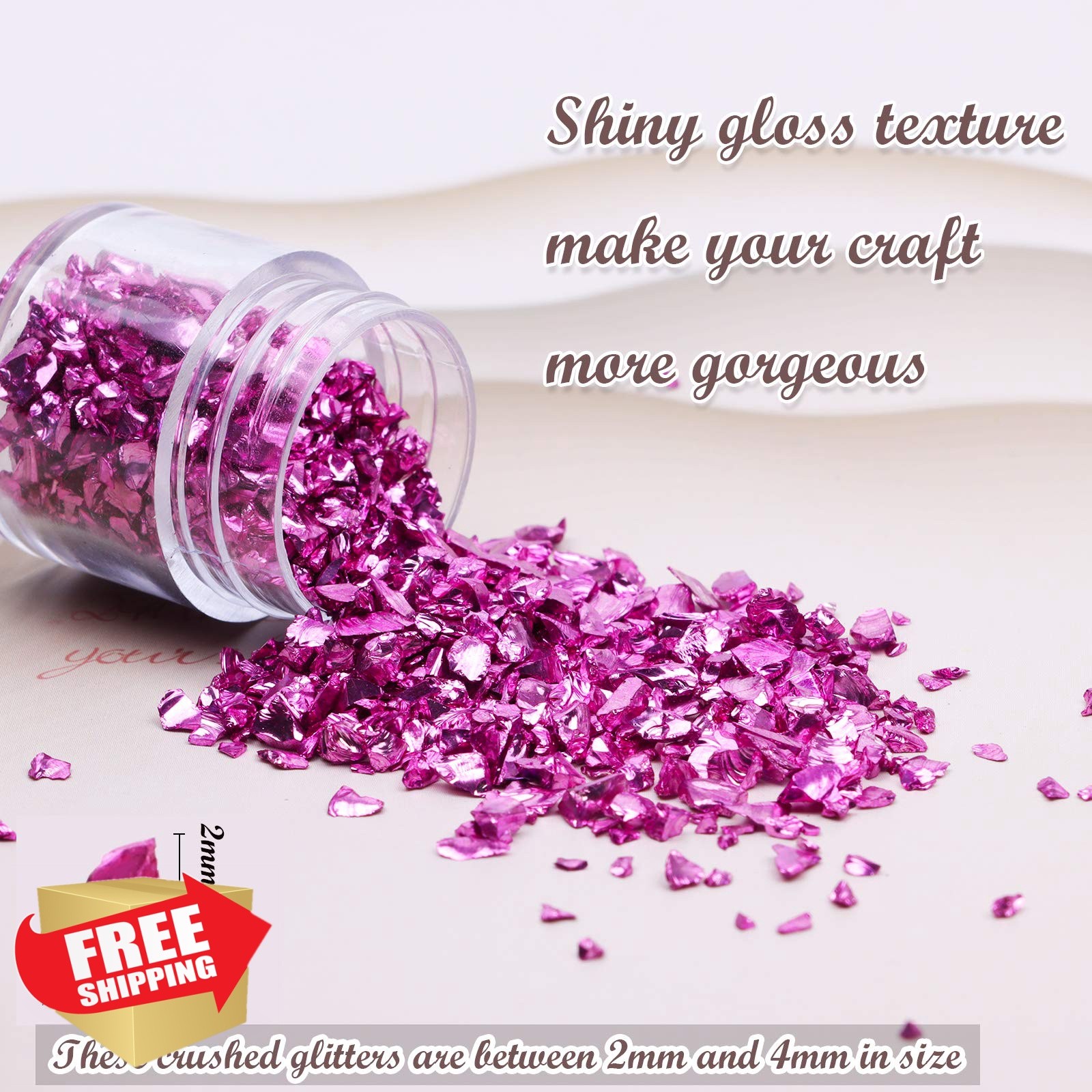 Crushed Glass Craft Glitter for Resin, Irregular Metallic Crystal Chips Sprin…