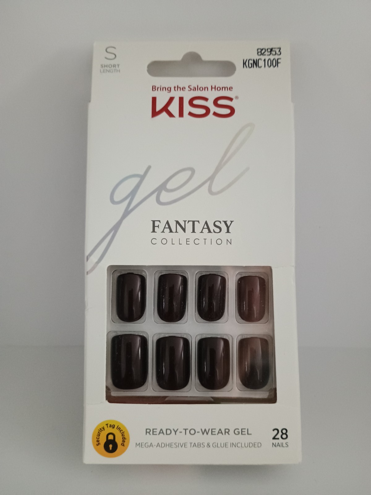 Kiss Gel Fantasy Short Length Glue-on False Nails – Burgundy Vine (1)