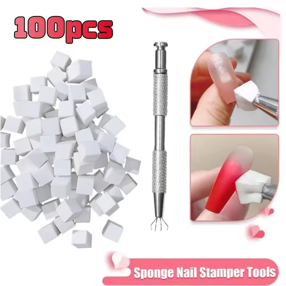 100PCS Nail Art Gradient Sponge Set – For Gel Polish, Glitter & Dotting