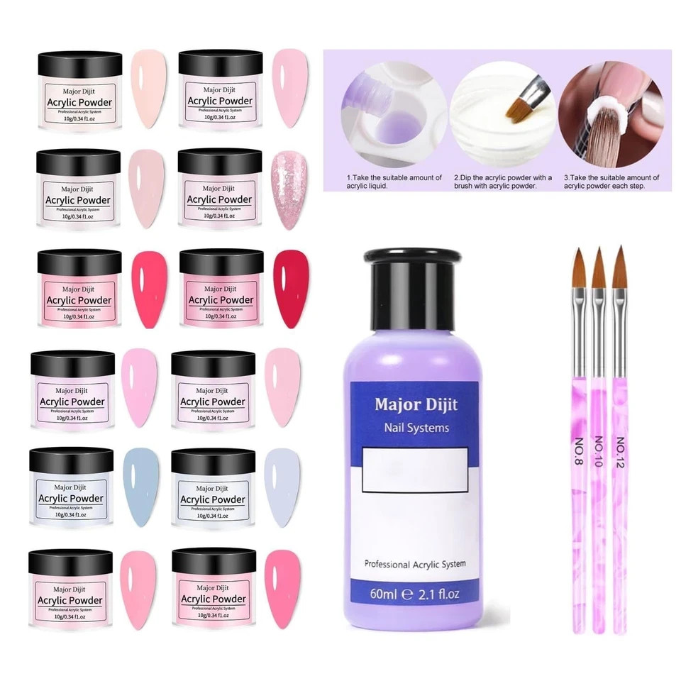 Acrylic Nail Kit with Drill Set for Beginners with Everything 12 Color Acrylic P