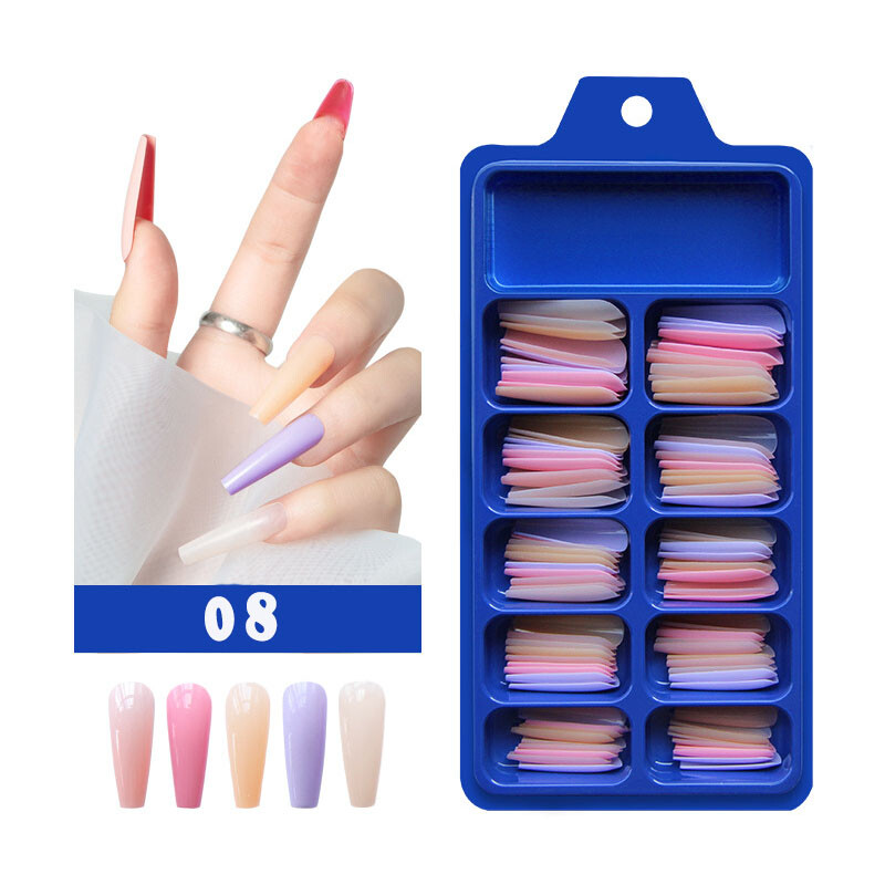 100PCS False Nails Art Tips Long Artificial Fake Stick On Full Cover Reusable
