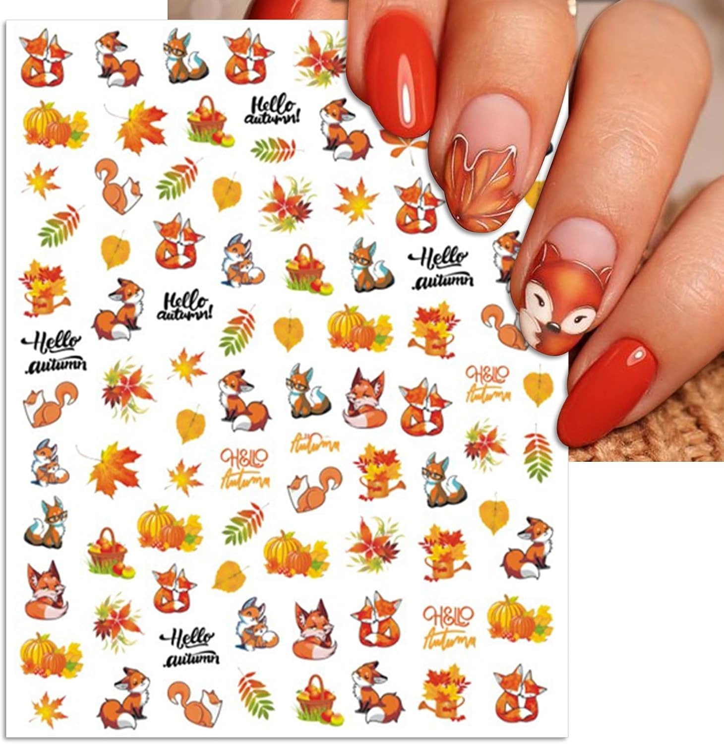Fall Nail Art Stickers, Thanksgiving Day Turkey Nail Decals, 3D Self-Adhesive…