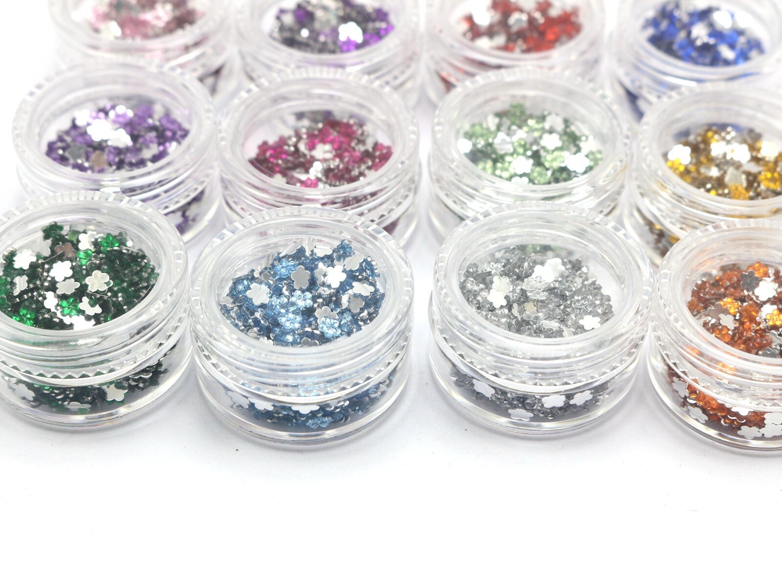 12,000 Faceted Flower 3mm Flatback Acrylic Rhinestone Gems with Wheel 12 Color
