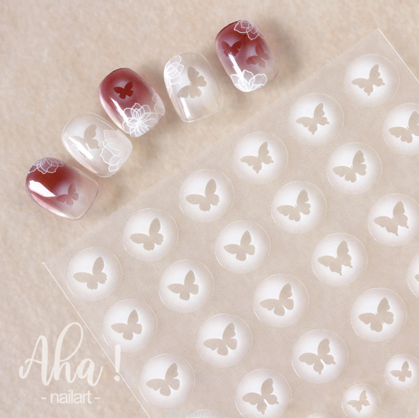 Butterfly Nail Art Stickers Decals Translucent Star Heart Self-Adhesive NH19