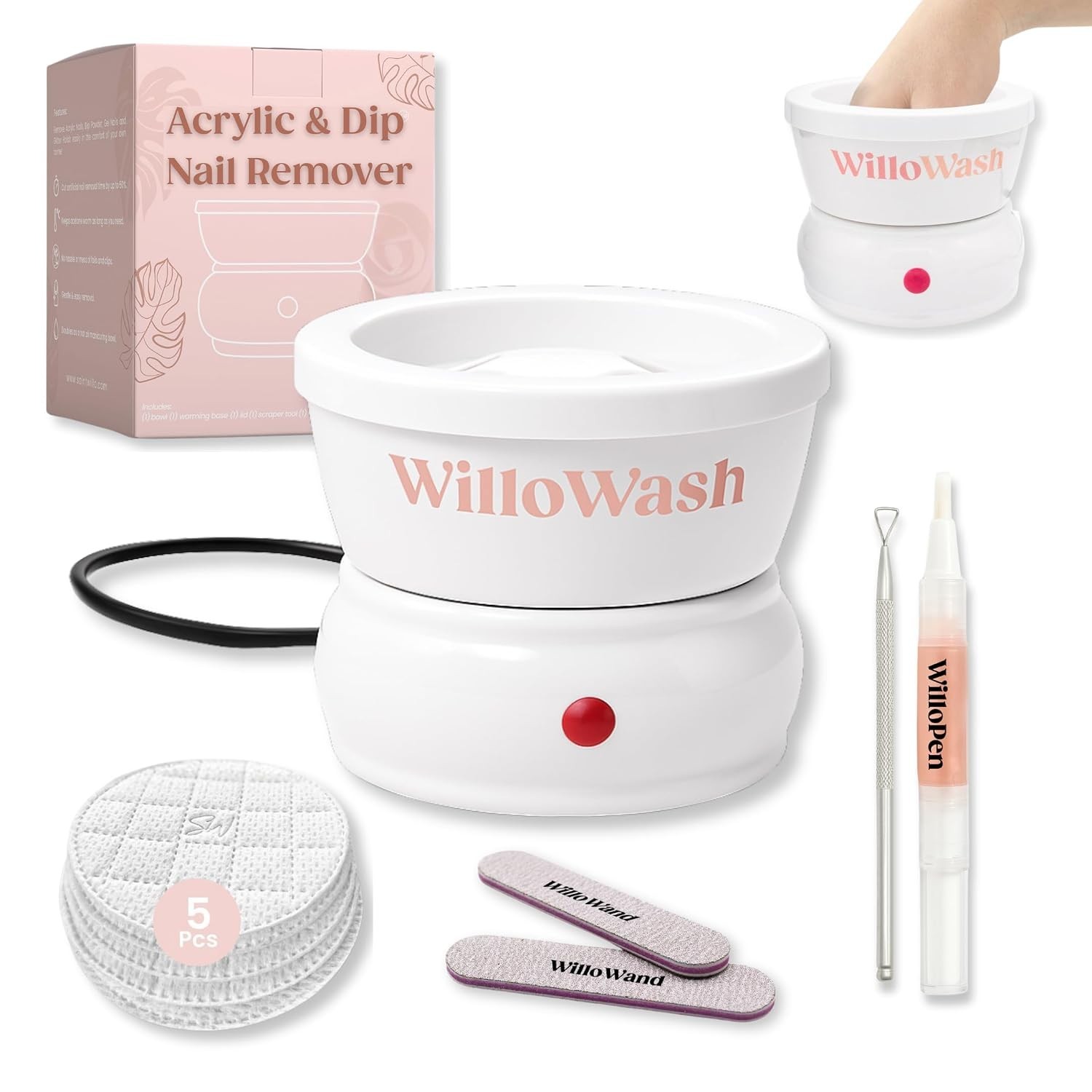 Willowash Electric Nail Remover Bowl for Acrylic Nails