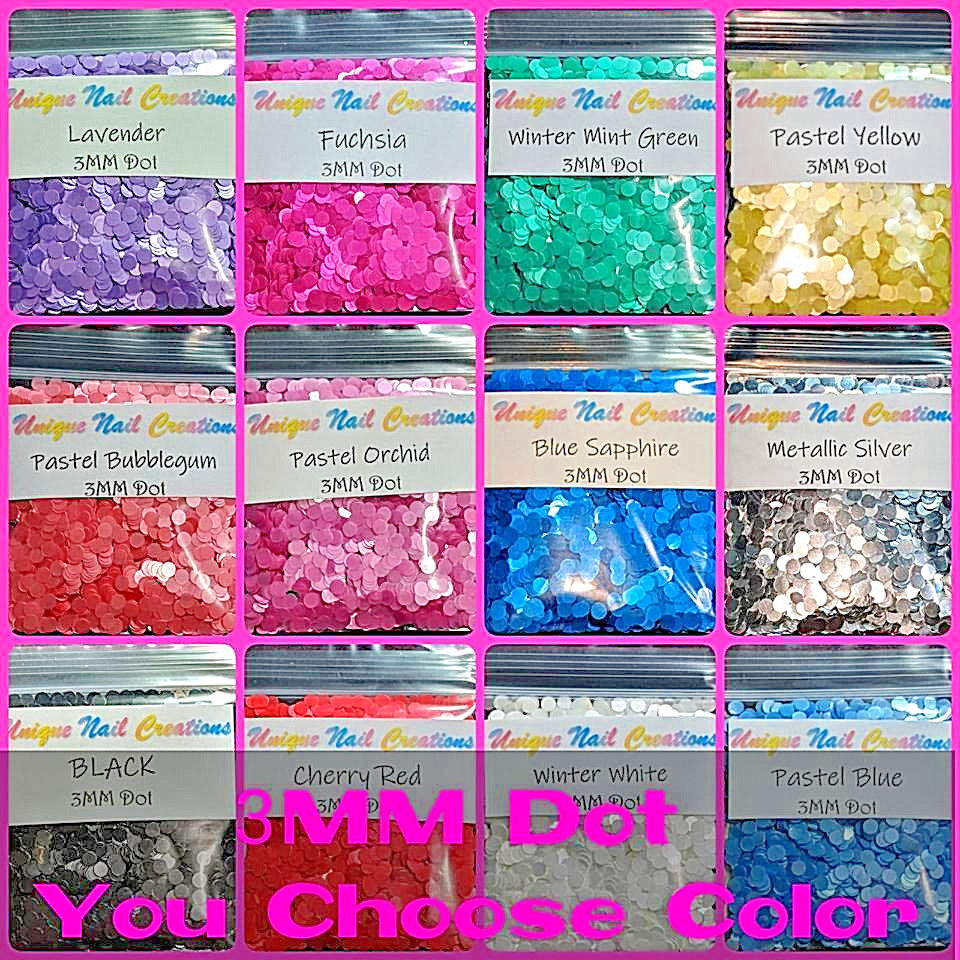 3MM DOT Shape Glitter~Ultra Thin~U Choose Color~Art•Face•Festival•Craft•Nail Art