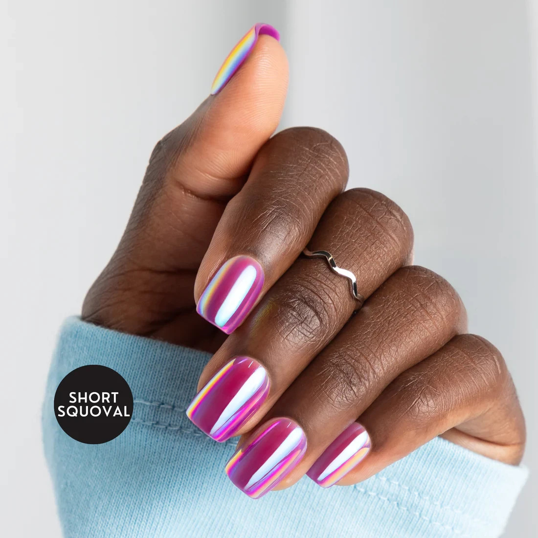 Red Aspen Press On Nails- Regal Rumer Short Squoval Acrylic Purple