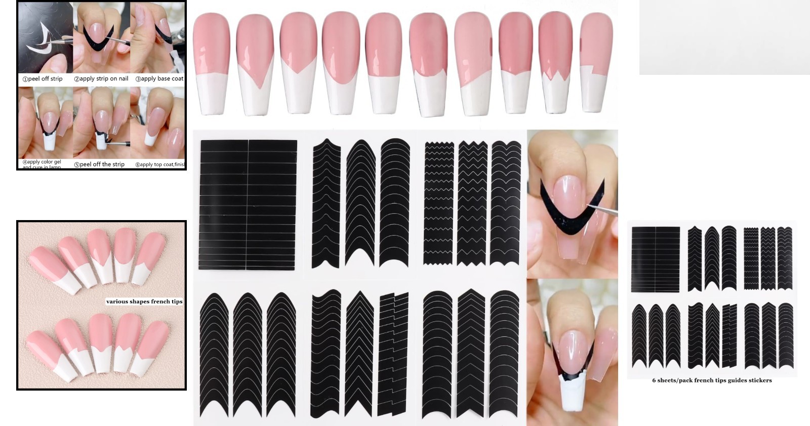 6 Sheets Luxury French Tip Nail Guides – Easy Application for Stunning Nails