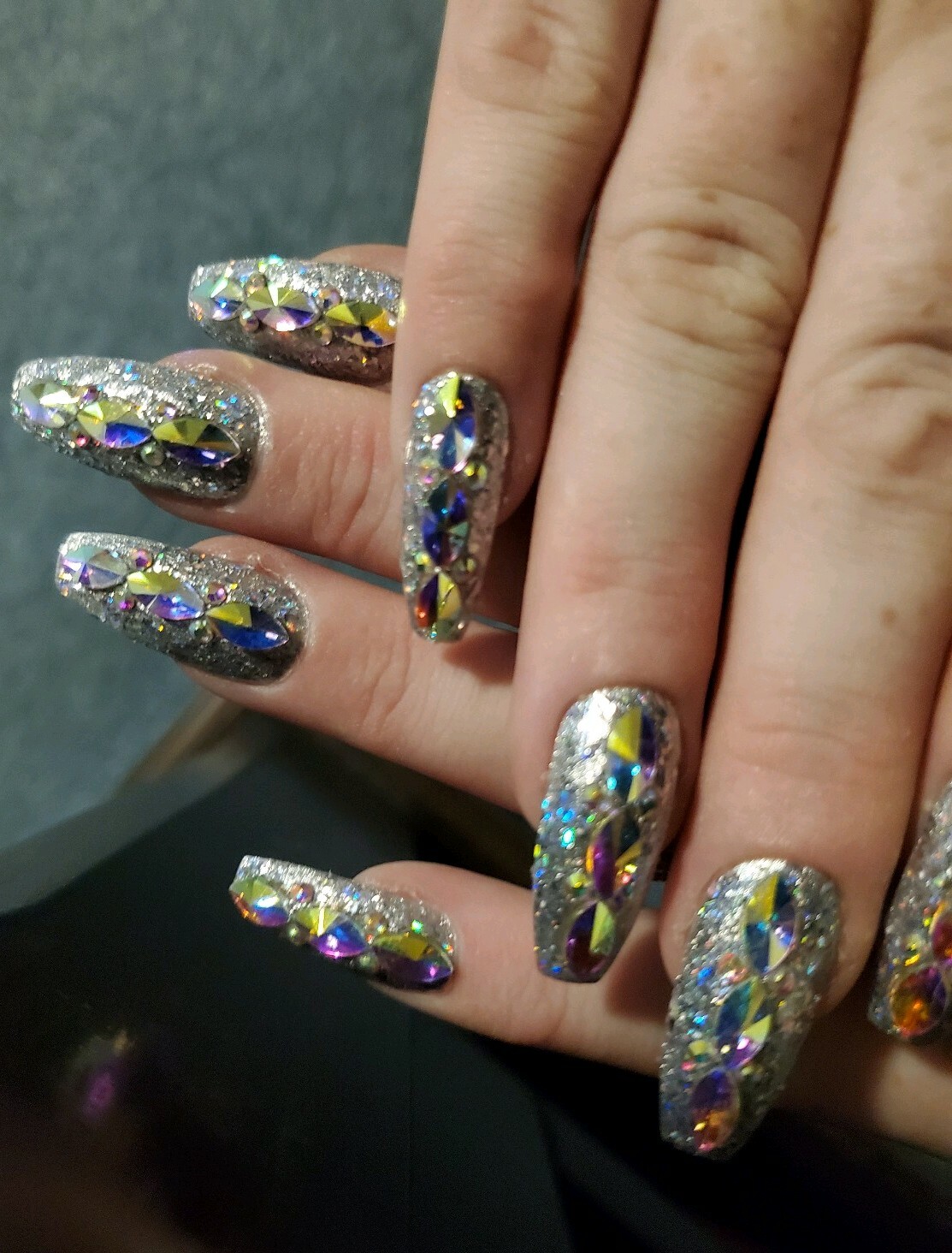 Super bling swarvoski Crystal Press On Nails – bridal coffin diamond bling set